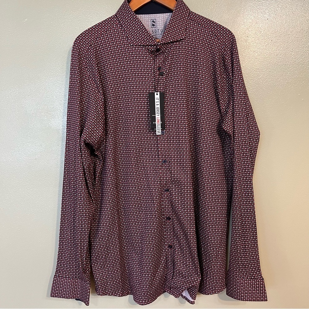 Desoto Men’s 100% Cotton Stretch Athletic Button Up Long Sleeves Shirt XXL NWT